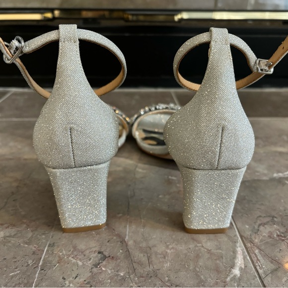 Badgley Mischa Silver Sparkle Heels with Ankle Strap - Picture 6 of 6